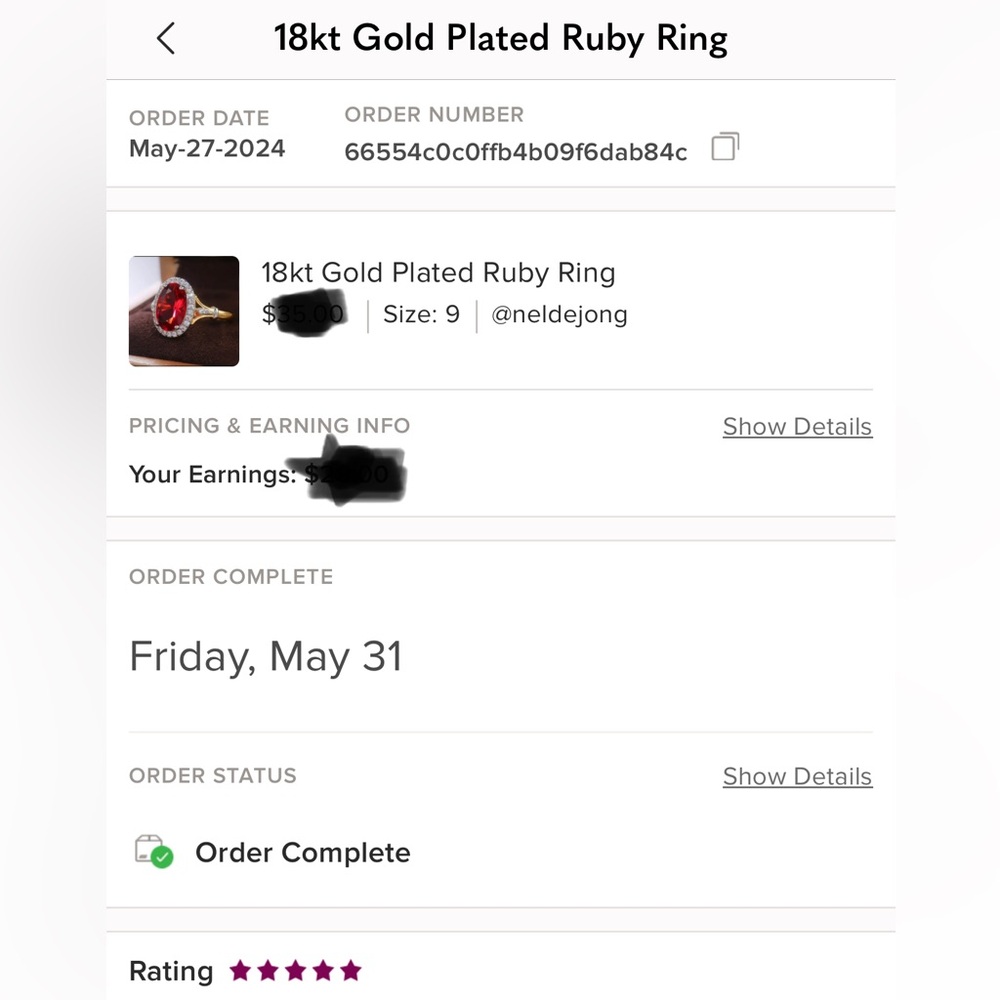 18kt Gold Plated Ruby Ring - Picture 10 of 10